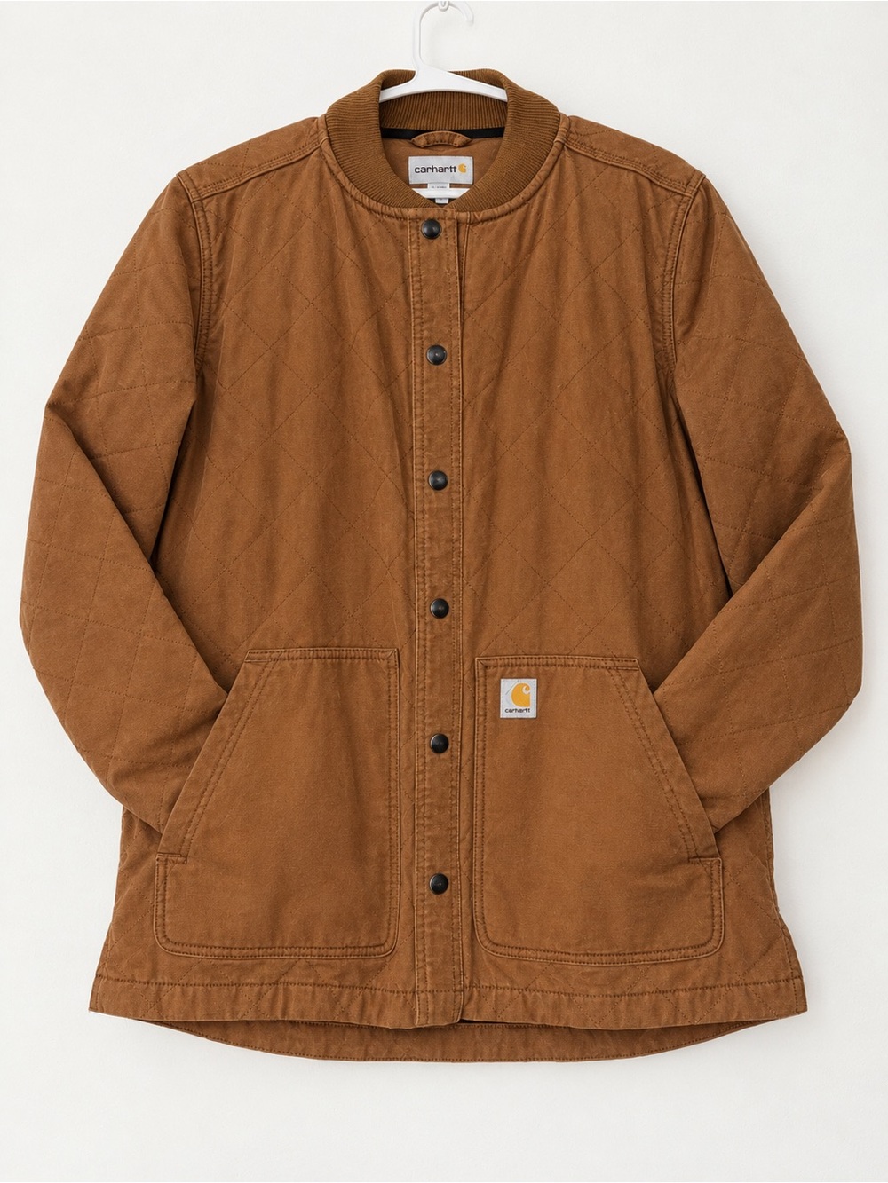 Women’s Carhartt Brown Quilted Work Jacket Fleece Lined Style 104415 Size Small